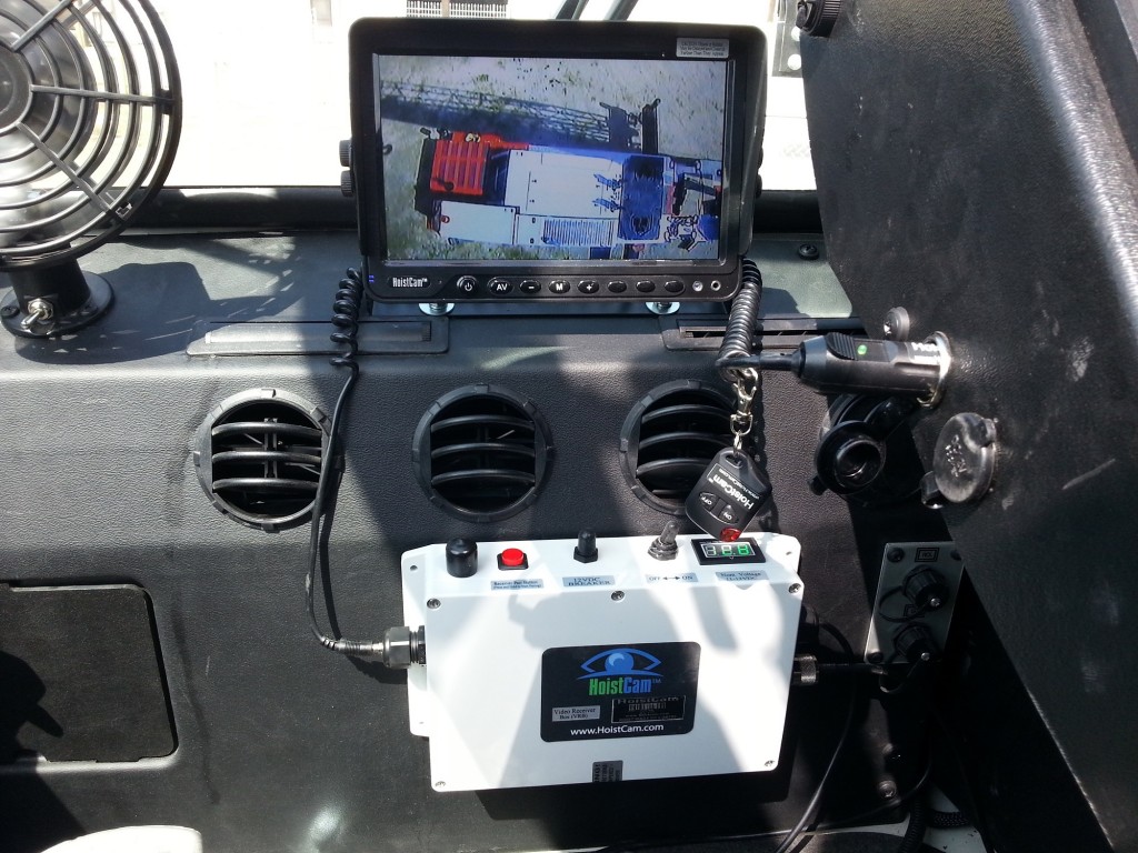 HoistCam Video Receiver Box (VRB) and 9 inch Monitor in Operators Cab