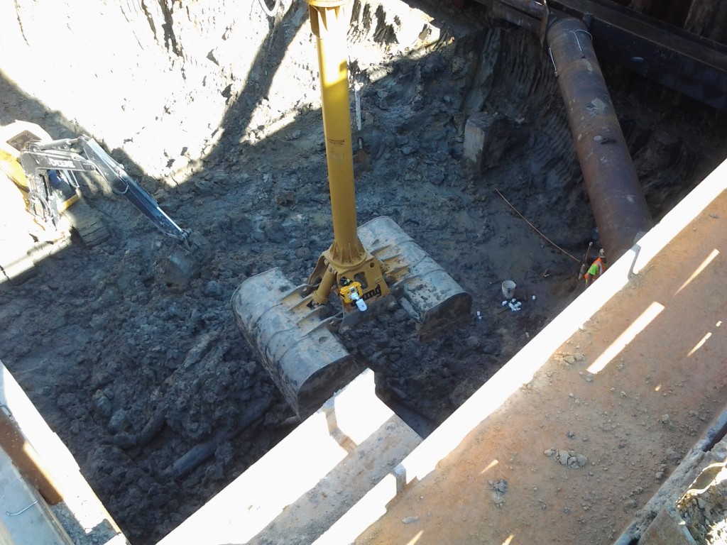 HoistCam on Excavator Bucket in Hole